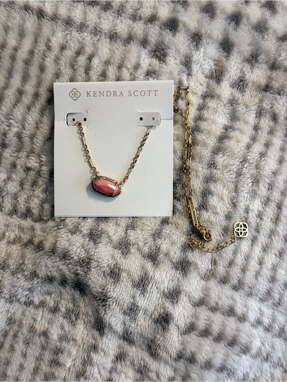 Kendra Scott Yellow Rose Pink Elle Gold Necklace with Oval Pendant